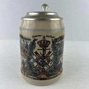 Bavarian Commemorative Beer Stein Made In Germany 95% Pewter Lid Vintage Scene 1